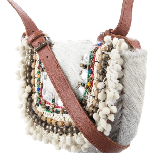 Antik Batik Pony Hair Beaded Accents Crossbody Bag - RARE - Picture 3 of 6